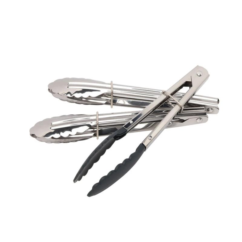 Wiltshire Mini Tongs 18cm Set of 3 | Silver/Black