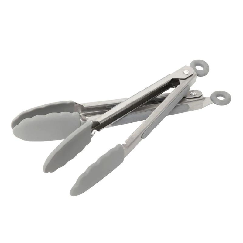 Wiltshire Silicone Tongs 18cm Set of 2 | White/Stainless Steel