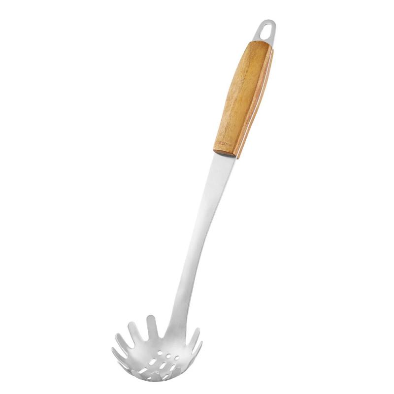 Wiltshire Wooden Handle Spaghetti Server | Silver 40.5x6cm