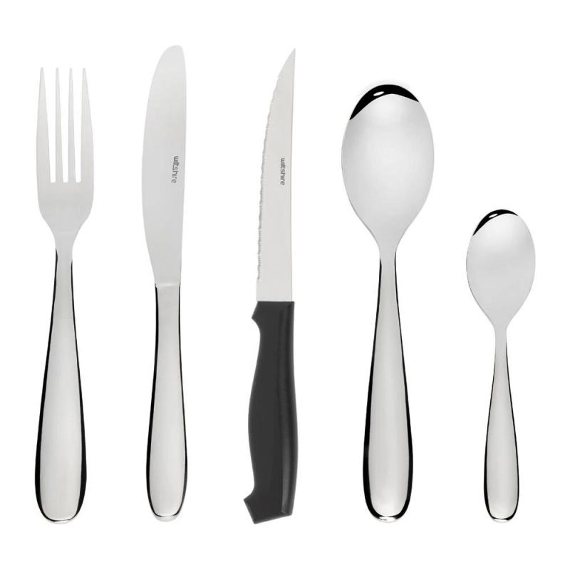 Wiltshire Bronte Cutlery Set with Steak Knives 50 Piece | Stainless Steel