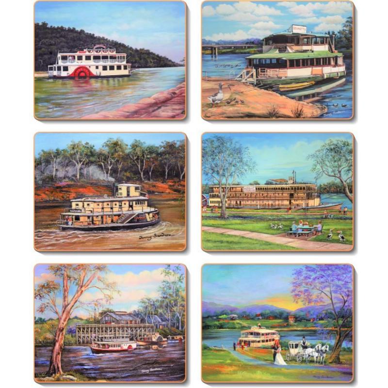Cinnamon Paddle Steamers Cork Backed Coasters | Set Of 6pcs