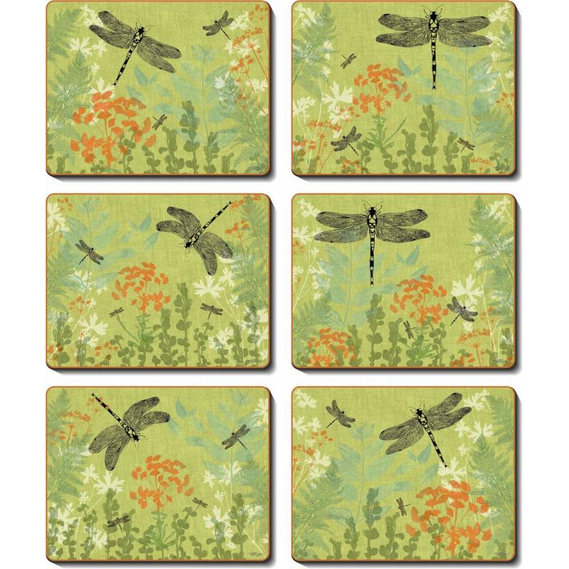 Cinnamon Dragonfly Delight Coasters Set of 6 | 11.5x9.5cm