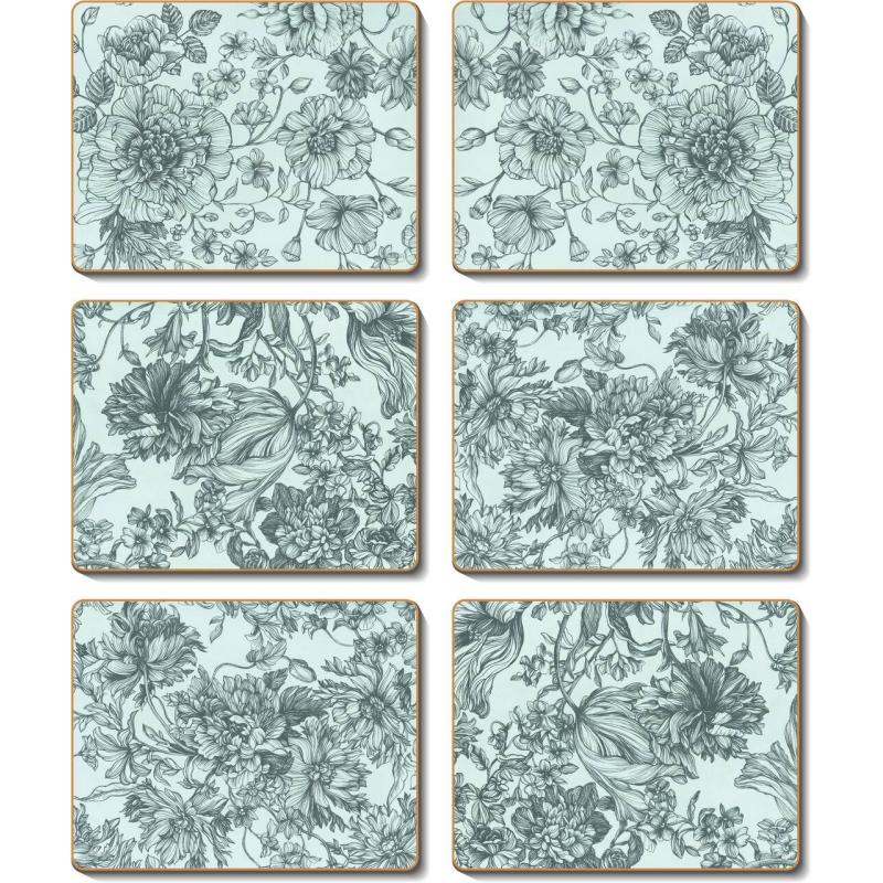 Cinnamon Floral Engraving Coasters Set | 6 Piece