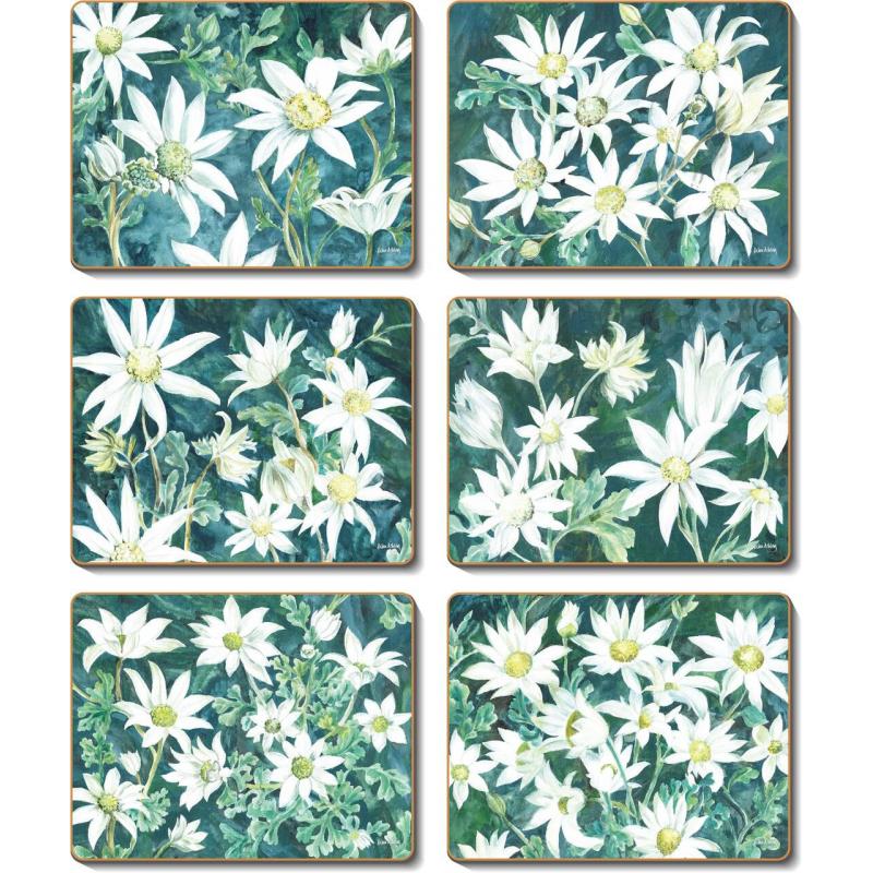 Cinnamon Flannel Flower Placemats | 6 Piece