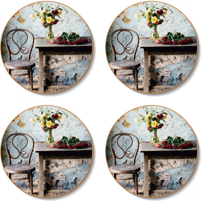 Cinnamon Round Blue Room Coasters | Set of 4