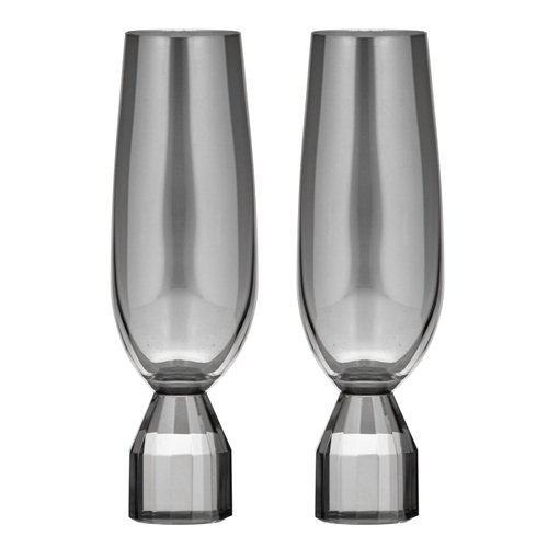 Tempa Ava Champagne Glass Charcoal | 2 Piece