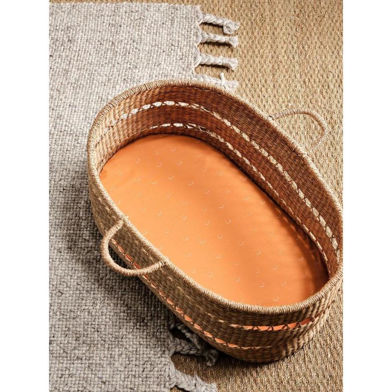 Linen House Smiles All Round Bassinet Fitted Sheet Set | Sugar-Apricot