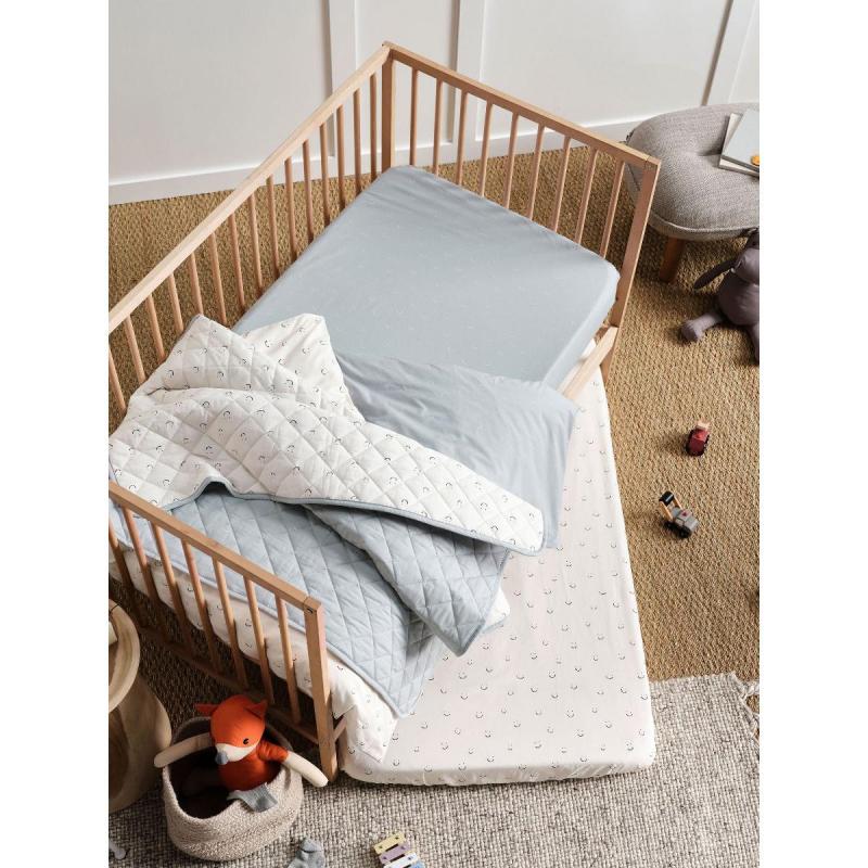 Linen House Smiles All Round 2-Piece Cot Fitted Sheet Set | Sugar-Smoke 