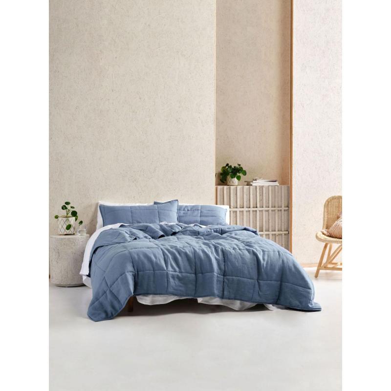 Linen House Nimes Linen Coverlet | Nightfall Blue