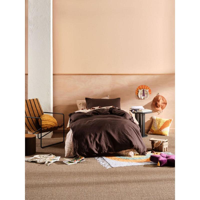 Linen House Nimes Linen Kids Quilt Cover Set | Single | Espresso