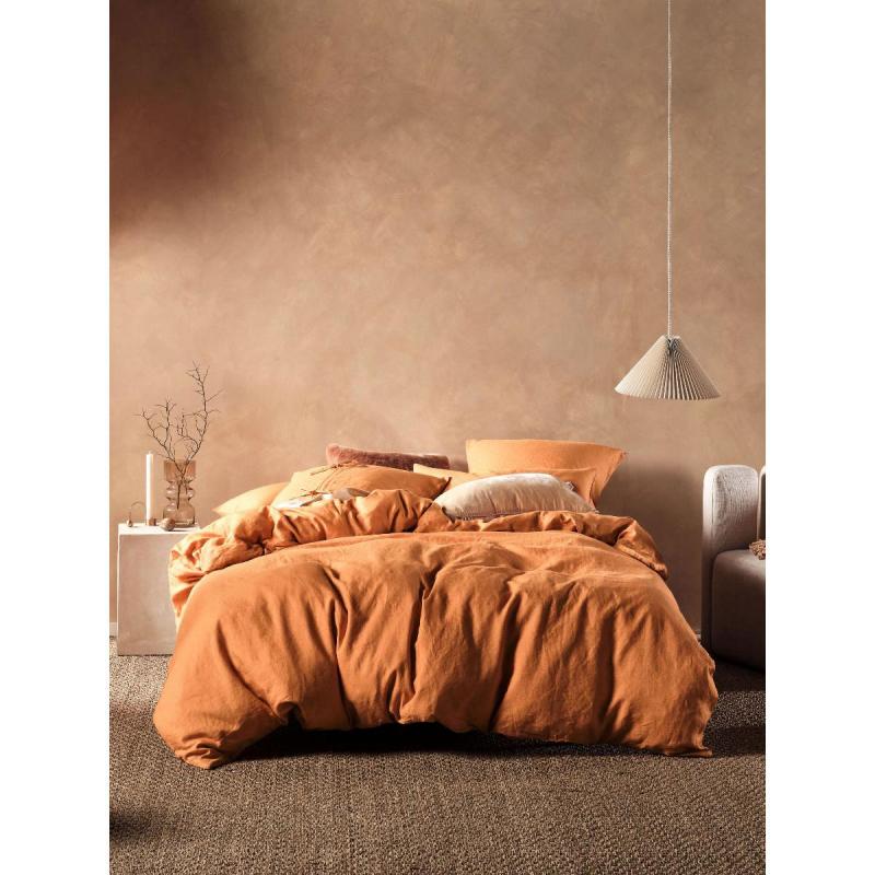 Linen House Nimes Linen Quilt Cover Set | King | Terracotta