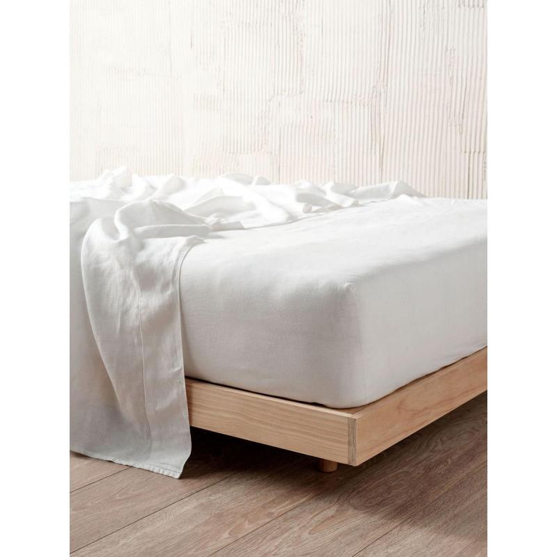 Linen House Nimes Linen Fitted Sheet 50cm | King | White