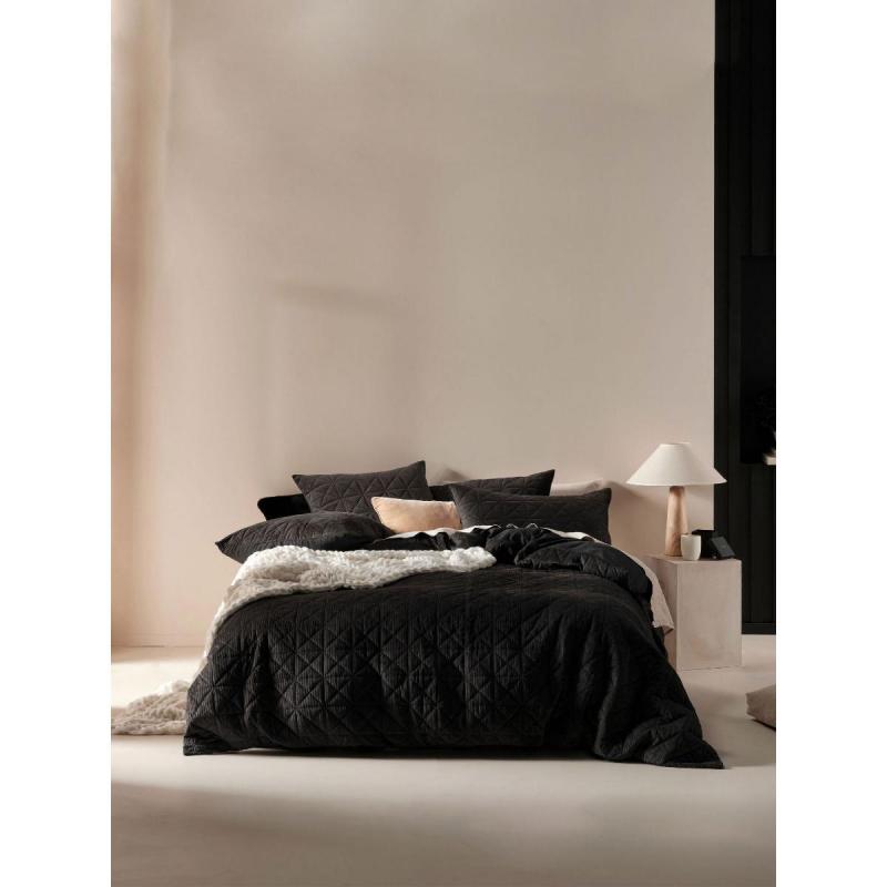 Linen House Heath Quilt Cover Set | Queen | Black 