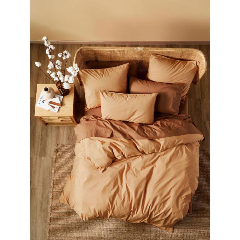 Linen House Terra Organic Cotton Caramel Quilt Cover Set | Queen