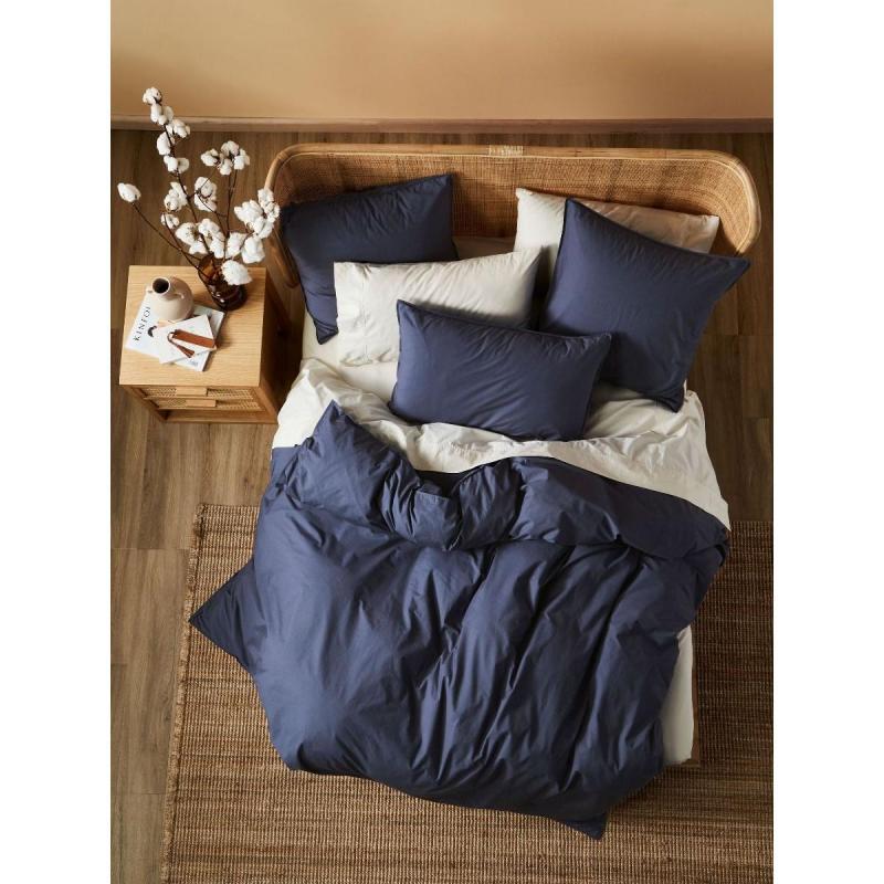 Linen House Terra Organic Cotton Quilt Cover Set | Single | Midnight 