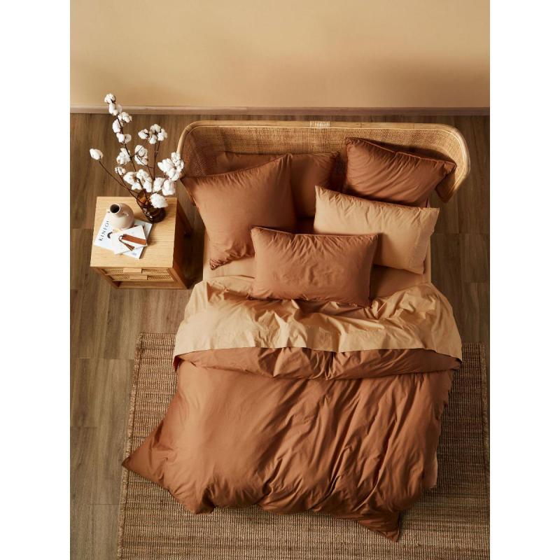 Linen House Terra Organic Cotton Pecan Quilt Cover Set | Double