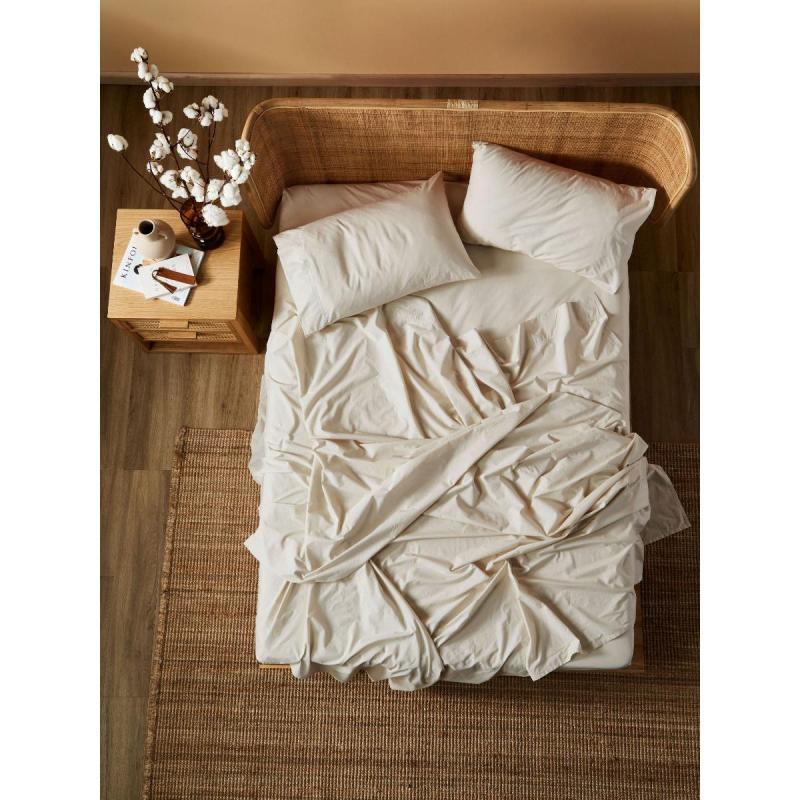 Linen House Terra Organic Cotton Stone Sheet Set | Queen