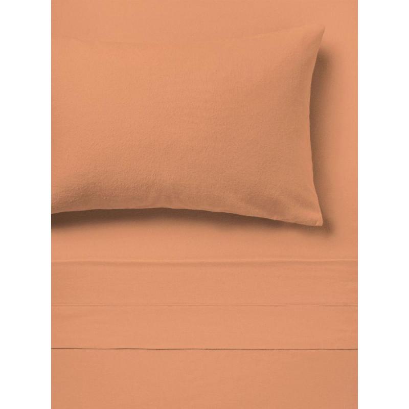 Linen House Flannelette Plain-Dyed Sheet Set | Double | Brandy