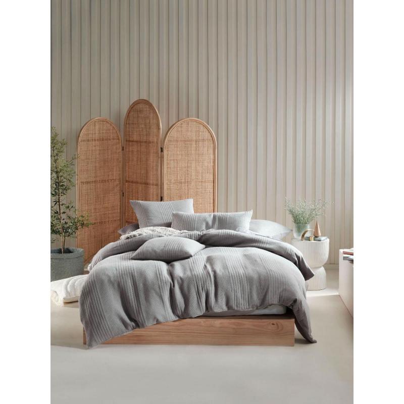 Linen House Osmond Quilt Cover Set | Queen | Smoke