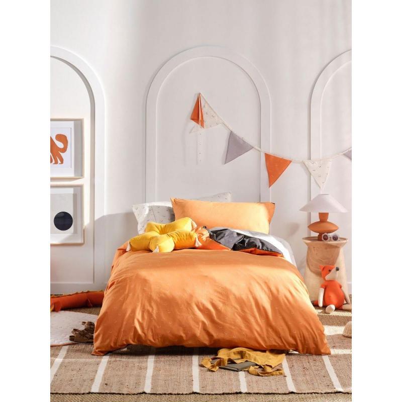 Linen House Smiles All Round Quilt Cover Set | Queen | Charcoal-Apricot