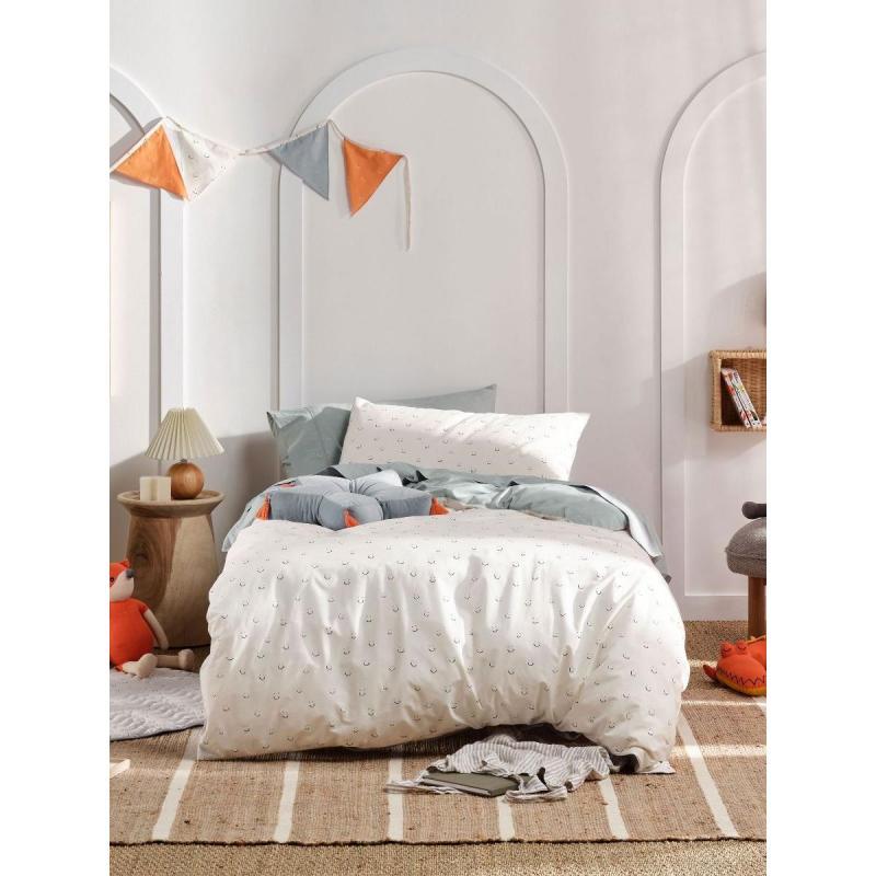 Linen House Smiles All Round Quilt Cover Set | Single | Sugar-Smoke 