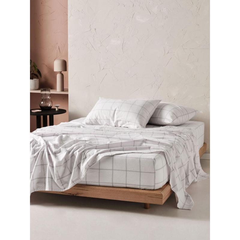 Linen House Morella Flannelette Sheet Set | Queen | Smoke