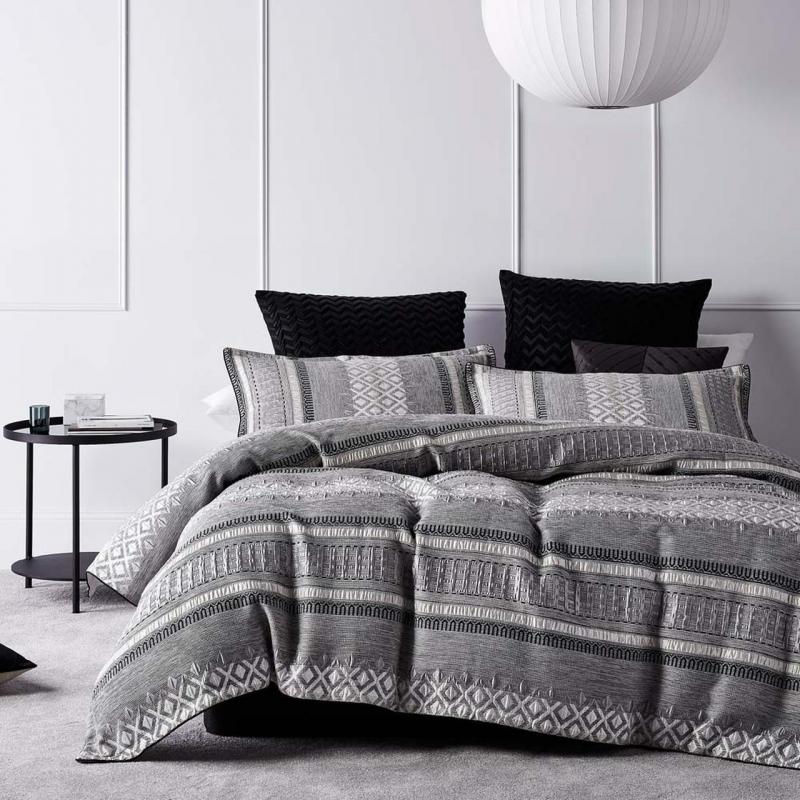 Platinum Logan & Mason Tribeca Quilt Cover Set | King Bed | Steel