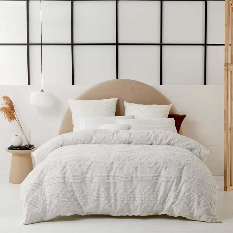Platinum Logan & Mason Idaho Quilt Cover Set | Queen Bed | White