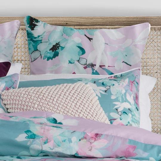 Logan & Mason Fleur Quilt Cover Set King Bed Mint