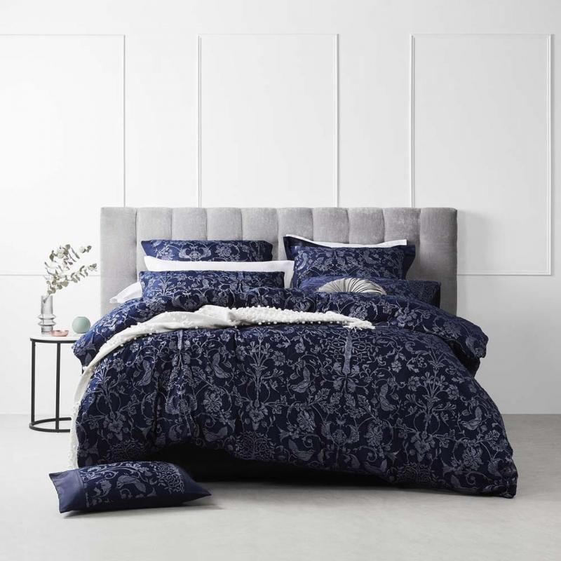 Platinum Logan & Mason Oakland Quilt Cover Set | Queen Bed | Navy