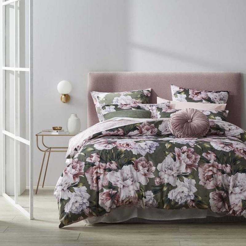 Platinum Logan & Mason Camilla Quilt Cover Set | King Bed | Olive