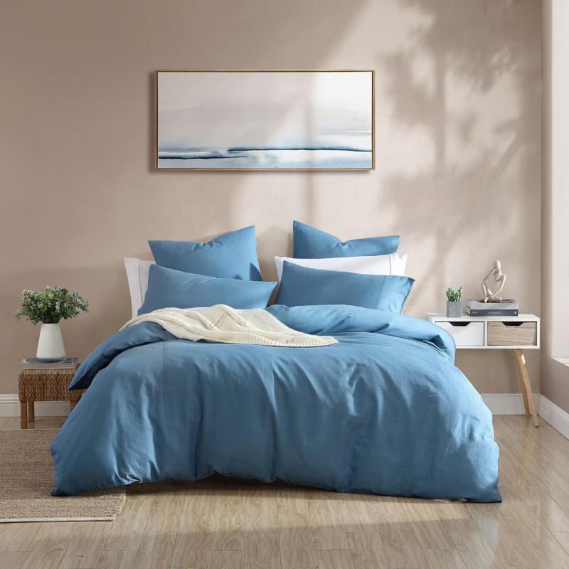 Platinum Logan & Mason Serene Quilt Cover Set | Single Bed | Denim