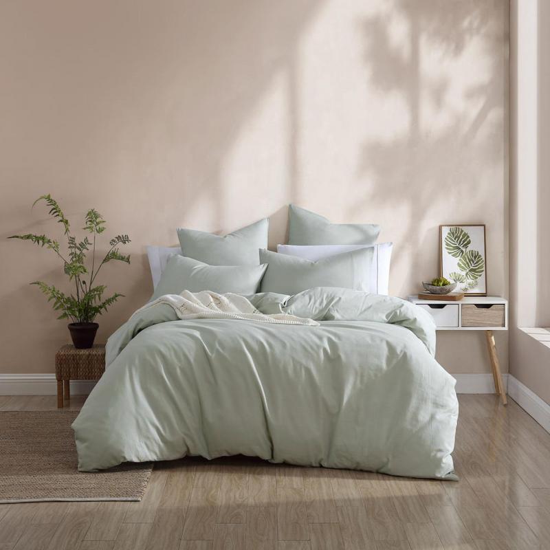 Platinum Logan & Mason Serene Quilt Cover Set | Double Bed | Celadon 