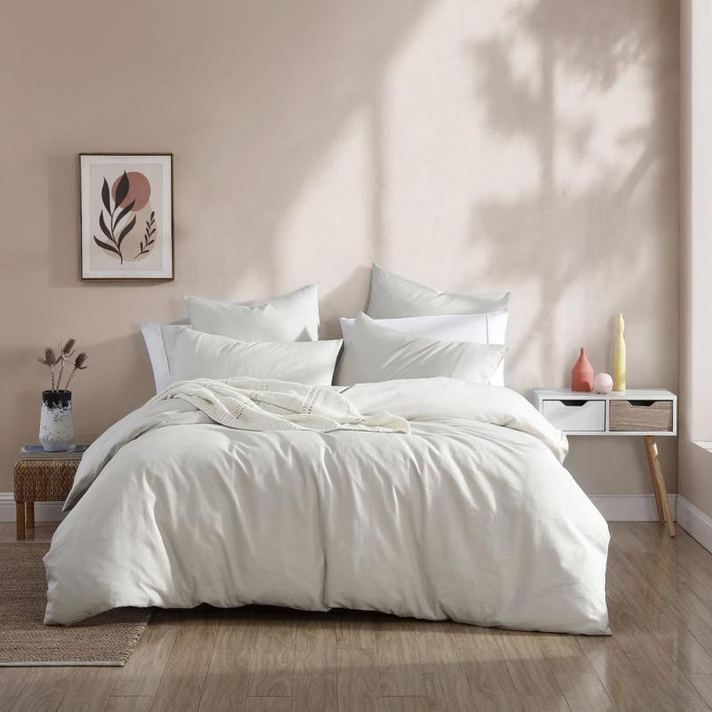Platinum Logan & Mason Serene Quilt Cover Set | King Bed | Natural