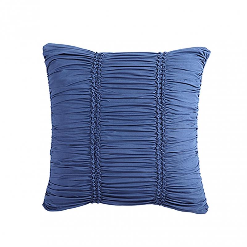 Platinum Arran Indigo Plain Dyed European Pillowcase with Textured Detail | Indigo