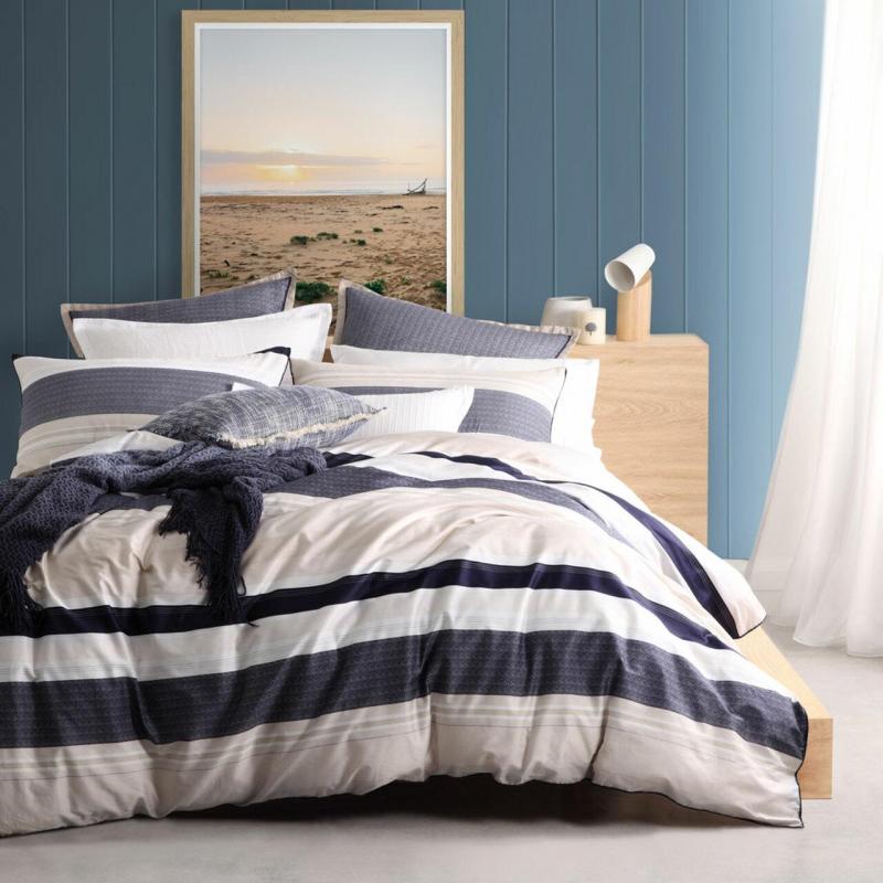 Logan & Mason Hugo Quilt Cover Set | King Bed | Stone 