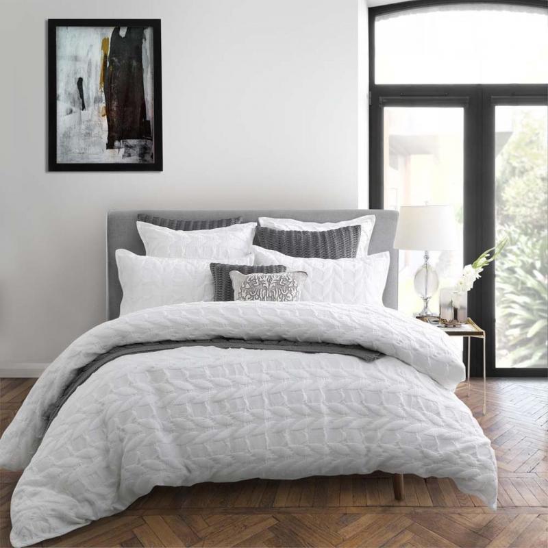 Private Collection Upton Quilt Cover Set Queen Bed White