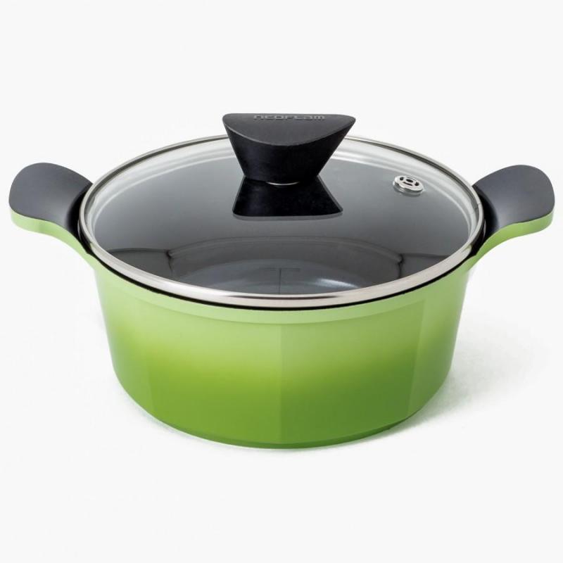 Neoflam Venn Casserole Induction with Glass Lid 20cm  | Green 