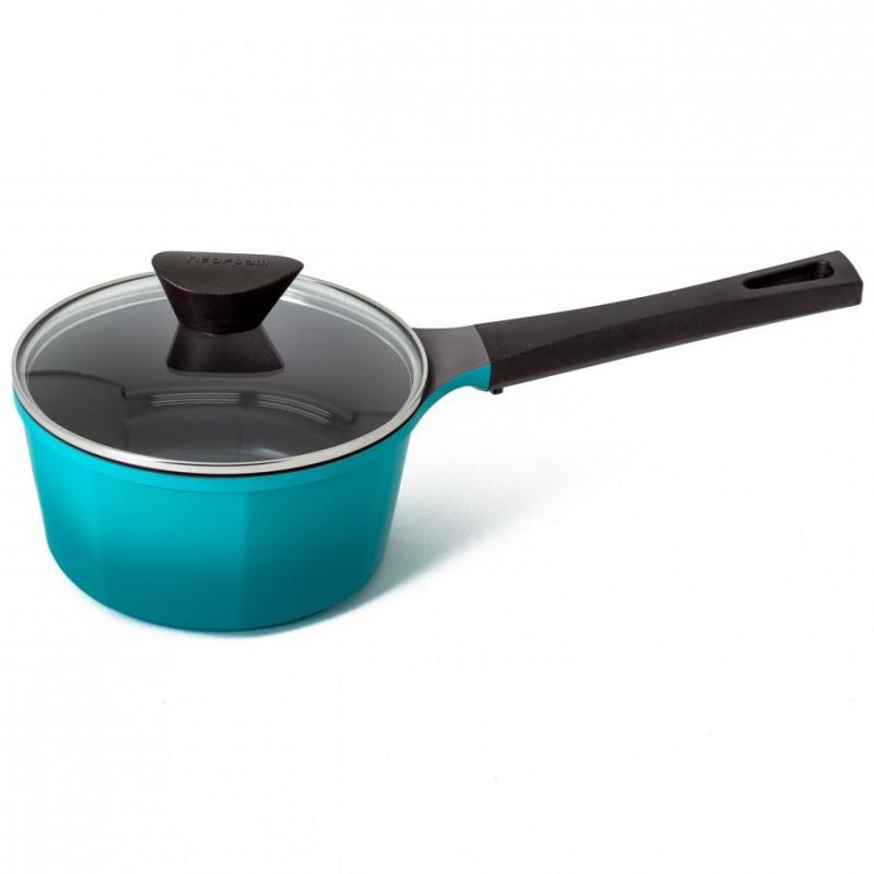 Neoflam Venn Sauce Pan Turquoise Induction with Glass lid 18cm 