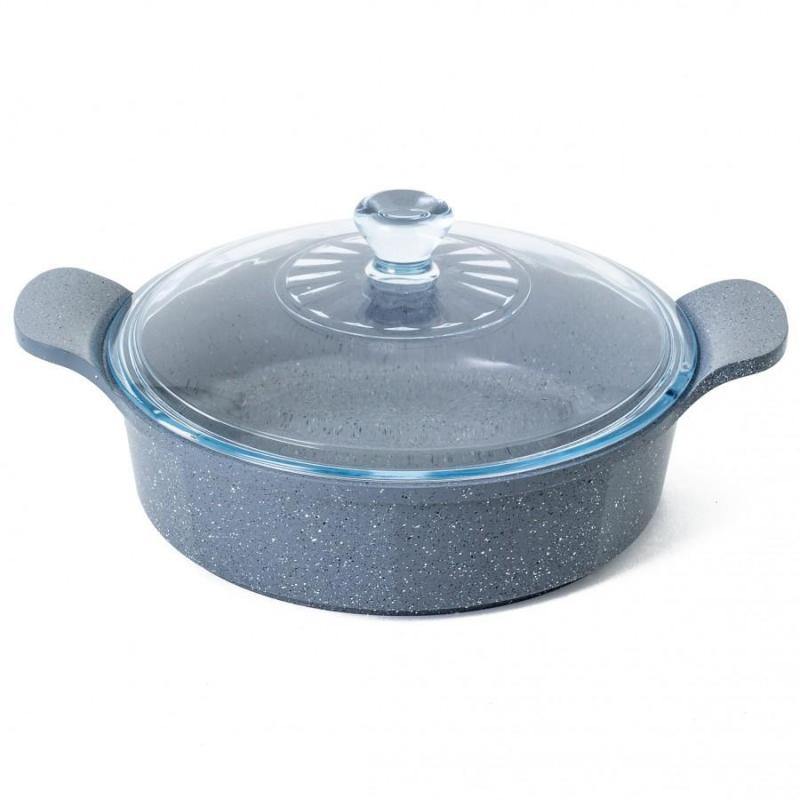 Neoflam Marble Low Casserole Induction with Glass Lid 24cm