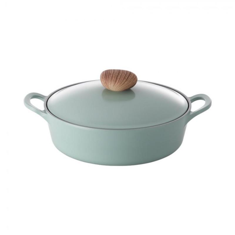 Neoflam Retro Casserole Low Induction with Die-Casted Lid 22cm | Green 