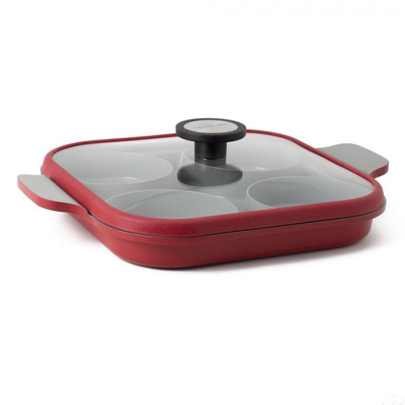 Neoflam Steamplus Frypan Induction with Silicone Glass Lid 27cm  | Red