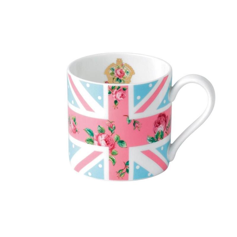 Royal Albert Cheeky Pink Union Jack Blue Modern Mug