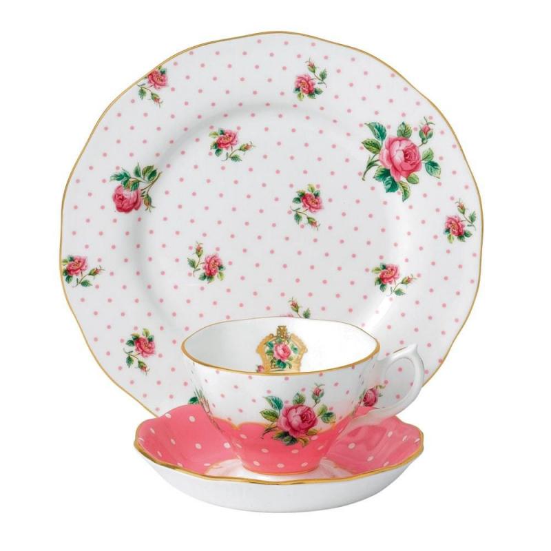 Royal Albert Cheeky Pink Teacup, Saucer, Plate