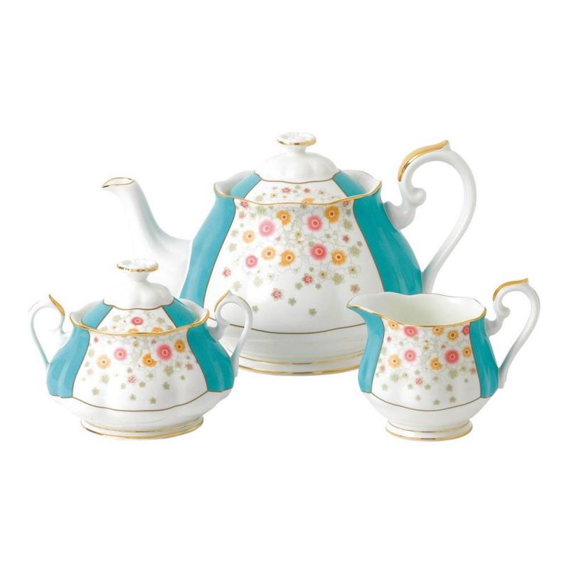 Royal Albert 100 Years 1930 Teapot, Cream & Sugar