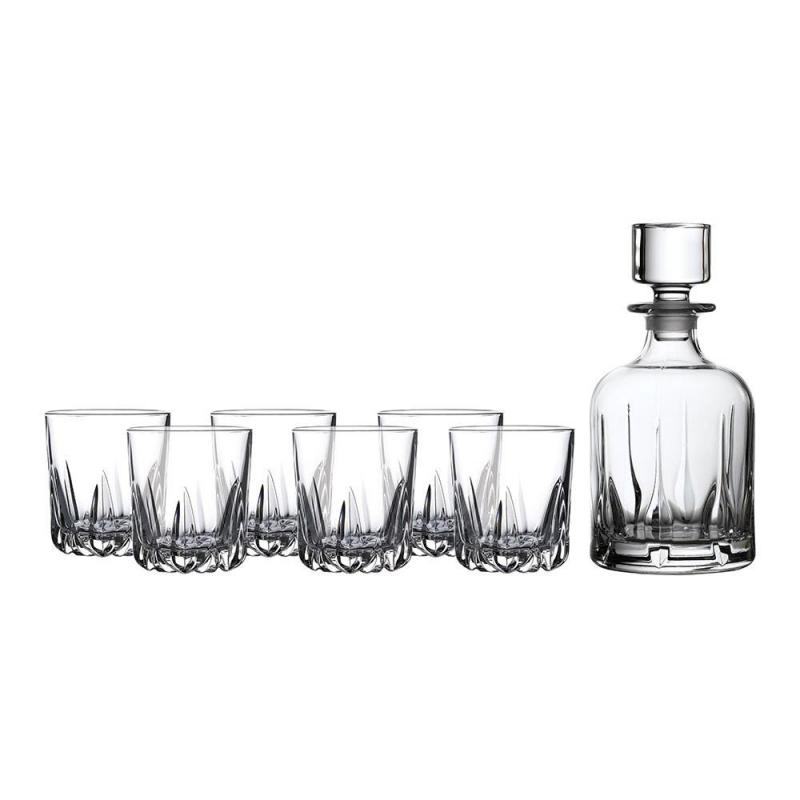 Royal Doulton Mode Whiskey Crystalline Decanter 7pcs Set Decanter & 6 Tumblers