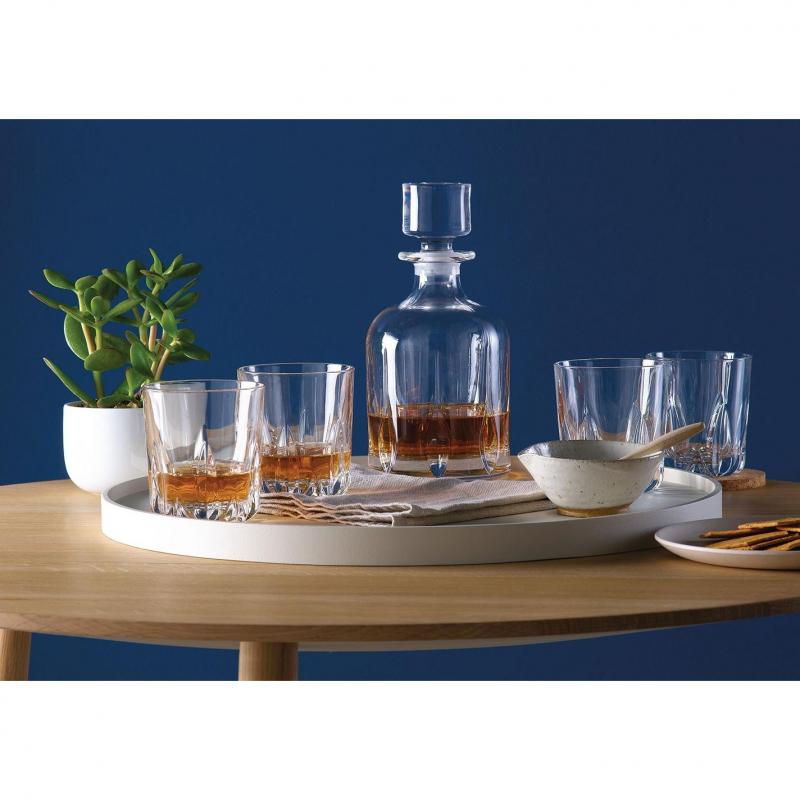 Royal Doulton Mode Whiskey Crystalline Decanter Set Decanter & 6