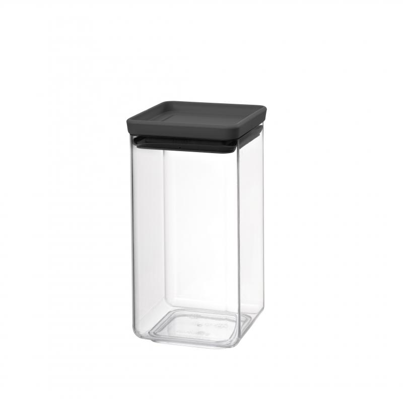 Brabantia Stackable Square Canister 1.6L Dark Grey Lid