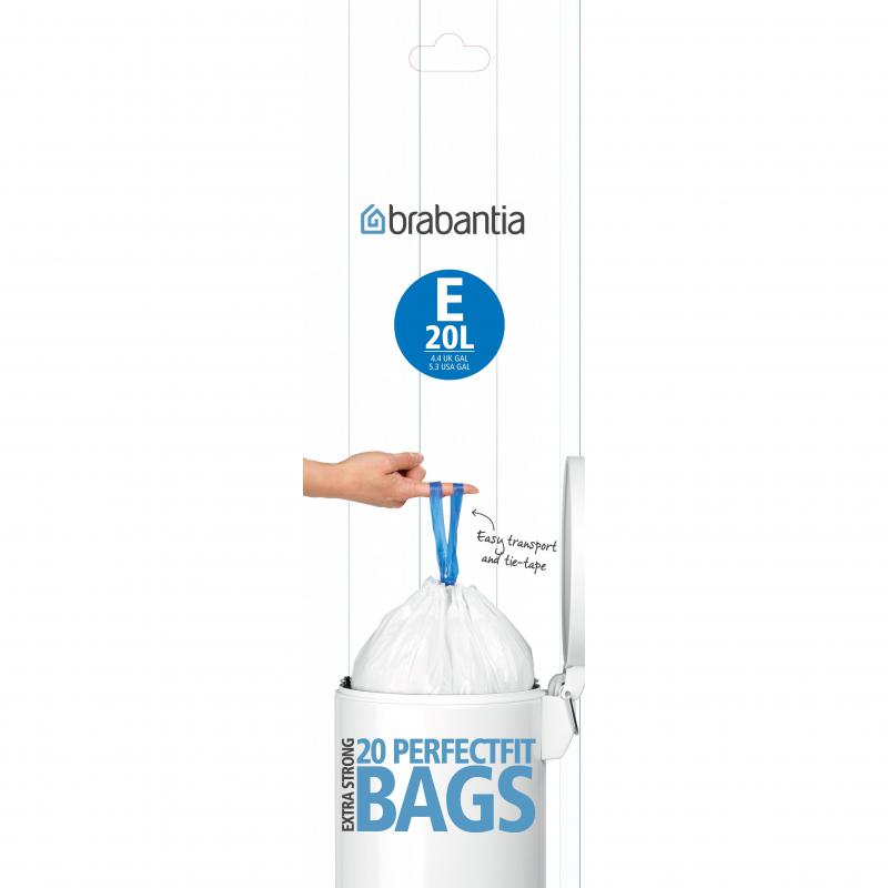 BRABANTIA PerfectFit Bags E 20L Roll | White