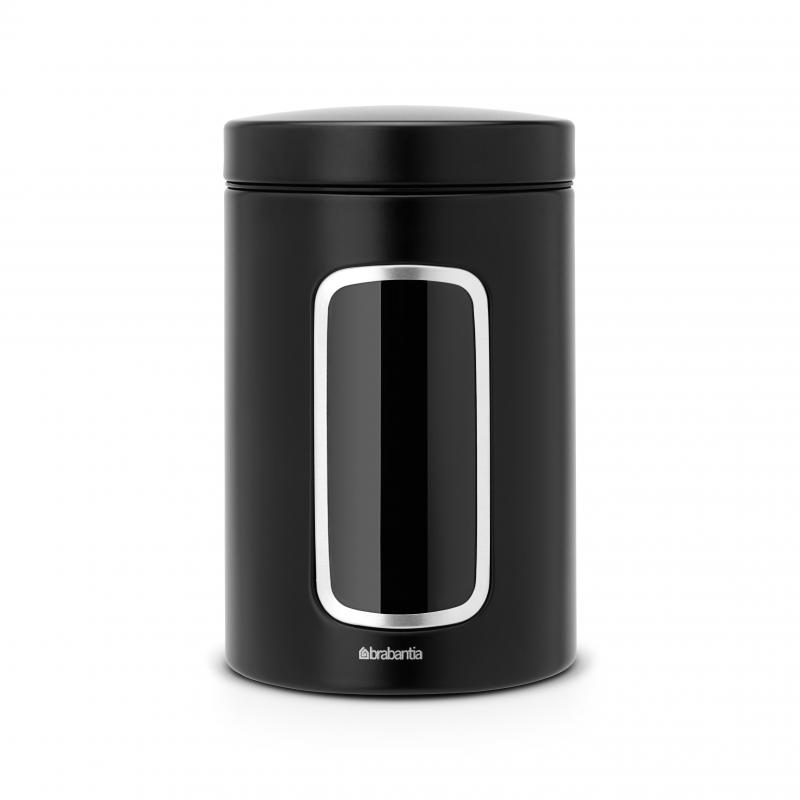 BRABANTIA Storage Canister with Window 11x11x17.5cm 1.4 Litre - Matt Black
